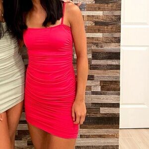 pink bodycon mini dress